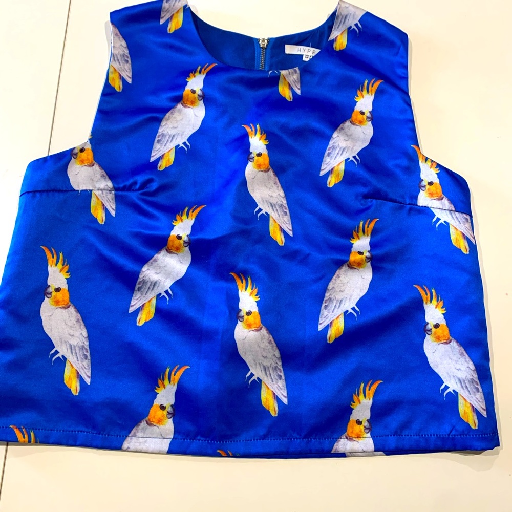HYPR Cockatiel Sleeves 1/2 Zip blue blouse Medium/Euro size 40